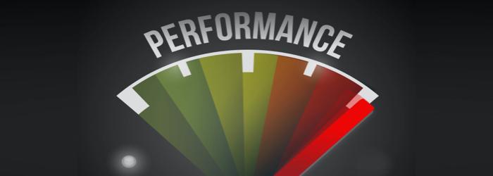 Indicateur de performance illustrant une comparaison de l’efficacité des chariots élévateurs électriques vs diesel avec une jauge allant du vert au rouge.