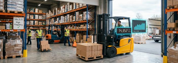 Electric forklift used frequently in a warehouse